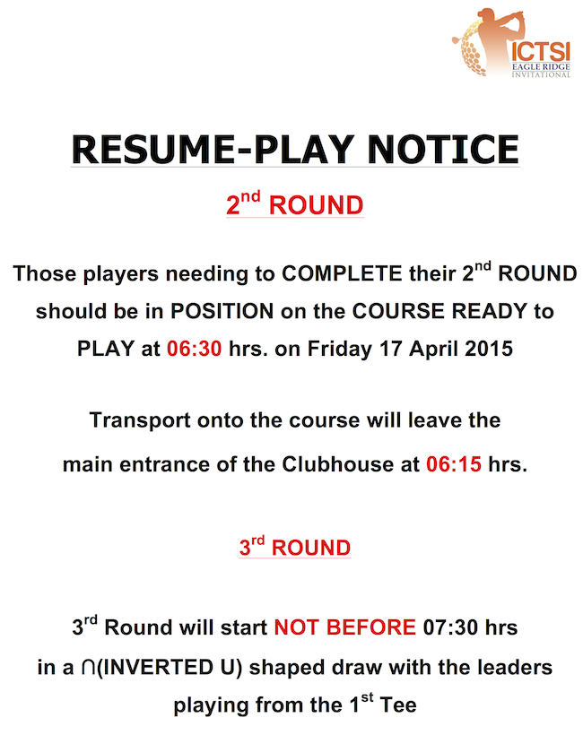 Resume Play Notice